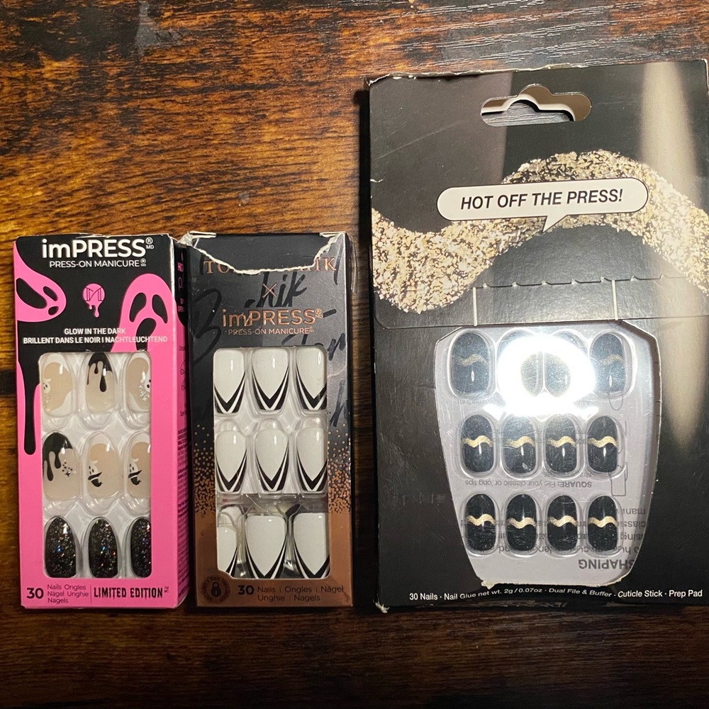 OPI and Kiss Nail Lot - Press-On and Glue-On Nails - The Goth Family